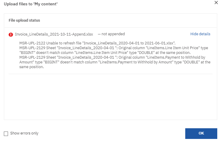 Error received while appending the Excel file
